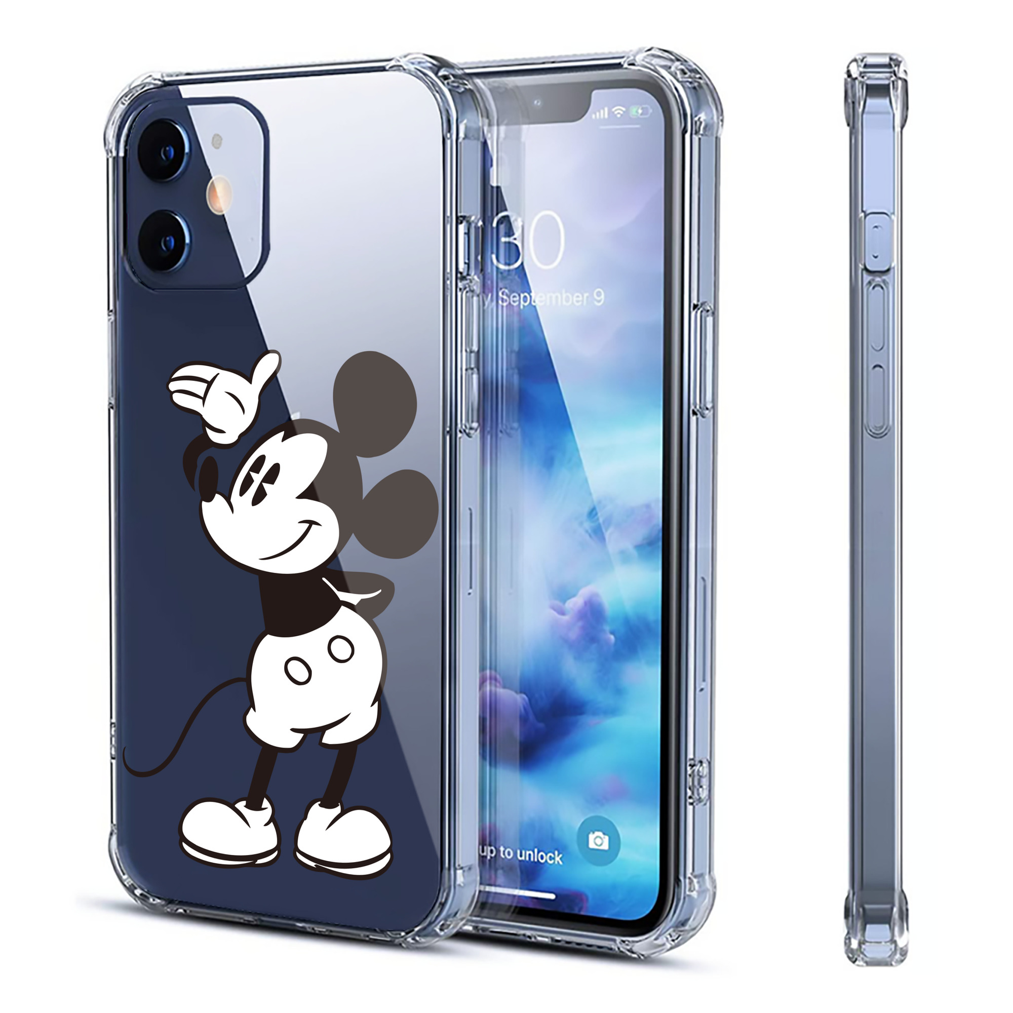 （画像用） ミッキーマウス Mickey Mouse 【iPhone 12シリーズ対応】透明スマホケース（クリアソフトケース）